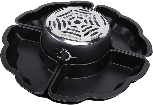 Fockety Smores Maker Tabletop Indoor, 2 in 1 Flameless Electric Roaster with Detachable Serving Trays, 4 Roasting Forks, Date Night Movie Night Supplies, Housewarming Gift