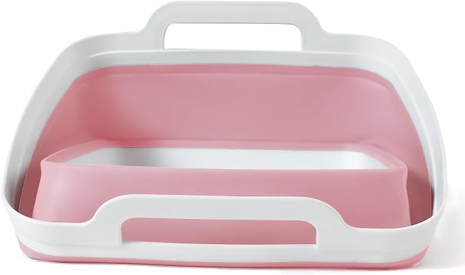 FOSJGO Collapsible Dish Basin with Drain Plug, Foldable Sink, 2.4 Gal (9L) | Space-Saving Wash Basin for Kitchen, Baby Bottles, Vegetable Washing, Camping, RV and Party Beverage Tubs