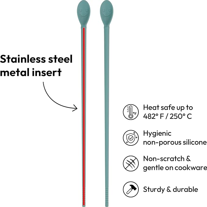Carrotez Silicone Cooking Chopsticks, Long (12 inch) Reusable Chopsticks for Cooking, Heat Resistant, Non-Scratch, Gentle on Cookware, 1 pair - Aquamarine