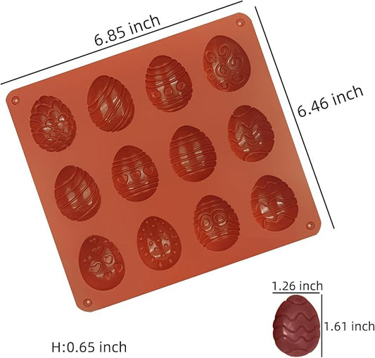 Easter Egg Chocolate Molds 3pcs Silicone Easter Candy Molds 12 Design Egg Candy Molds Non Stick for Ice Cube Resin Expoxy