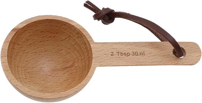 30ml Wood Measuring Spoon and Scoop Wooden Tablespoon 30ml Measuring Scoop 2 TBSP Retro Coffee Spoons for Dry Ingredients Ground Tea Spice (Wood Color, 2TBSP)