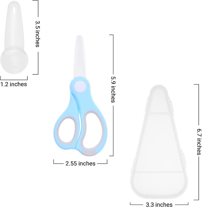 Ceramic Baby Food Scissors - Portable Shears - Healthy Food Cutter with Dust Cover and Storage Case - Cuts Meat, Chicken, Vegetables, Fruits (2-Pack)
