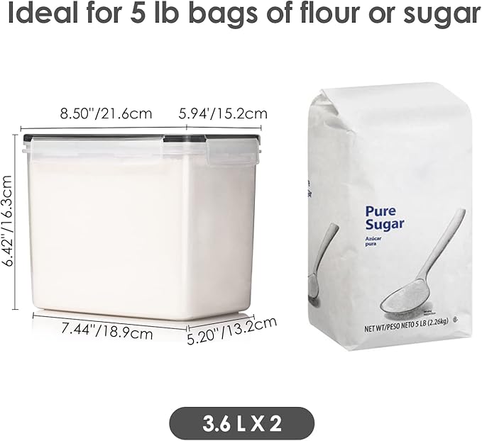Vtopmart Airtight Food Storage Containers 6 Pieces - Plastic BPA Free Kitchen Pantry Storage Containers for Sugar,Flour and Baking Supplies - Dishwasher Safe - Include 24 Labels, Black | Airtight Containers, Sugar Flour & Baking Supplies Storage, Dishw...