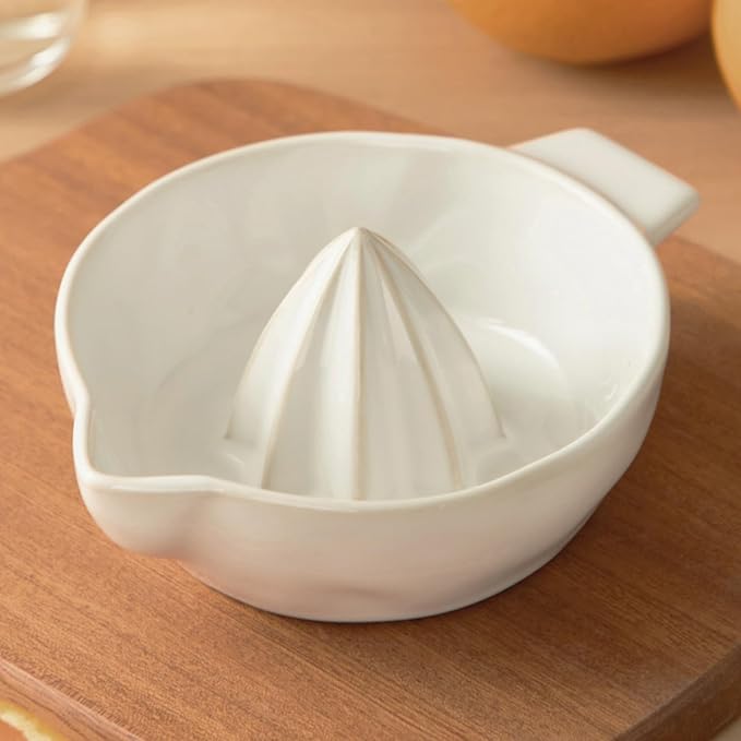 Ceramic Lemon Juicer Reamer Manual Citrus Lime Hand Squeezer Bowl Handheld | with Handle and Pour Spout, Easy to Use and Clean, Dishwasher Safe