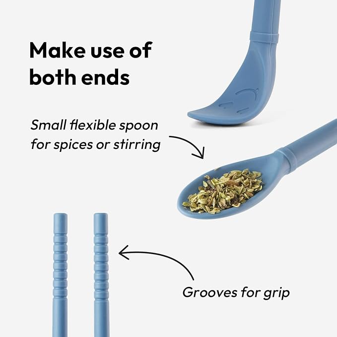 Carrotez Silicone Cooking Chopsticks, Long (12 inch) Reusable Chopsticks for Cooking, Heat Resistant, Non-Scratch, Gentle on Cookware, 1 pair - Blue