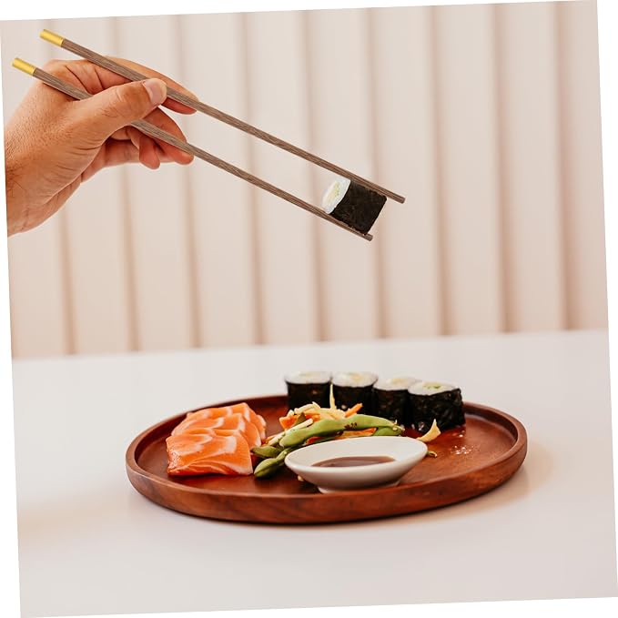 Garneck 10 Pairs Reusable Chicken Wing Wood Chopsticks Non-slip Dishwasher Safe Compact for Travel Dinner Accessories for Ages