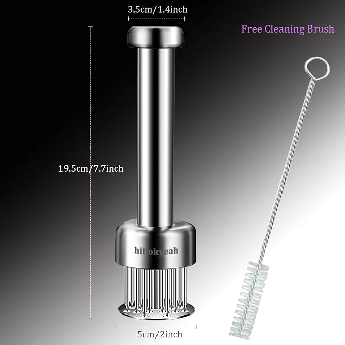 Meat Tenderizer Tool, with 21 Needles Retractable Safety Guard, 304 Stainless Steel,for Tenderizing Beef,Steak, Chicken, Turkey, Dishwasher Safe