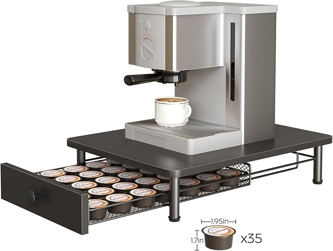 YATINEY Coffee Pod Drawer Holder, Coffee Pod Drawer for K Cup, 35 Capacity Coffee Capsules Storage Organizer, Sliding Mesh Basket, for Home Office, Kitchen, Black KH08BK