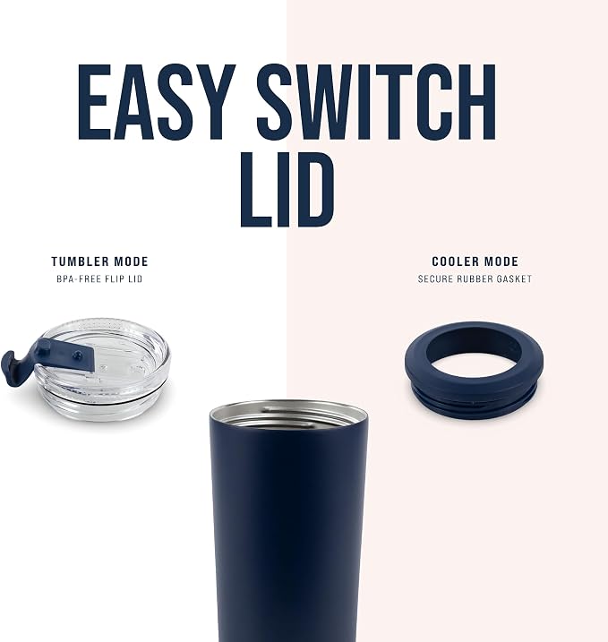 4 in 1 Universal Can Cooler - Navy Blue, Can Holder Insulated, Beer Bottle Cooler, Universal Holder for All Drink Sizes, Stainless Steel Insulated Tumbler, Tailgating Accessories