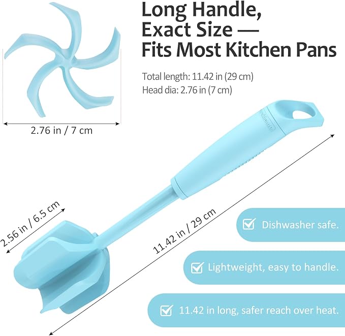 Ourokhome Meat Chopper and Potato Masher, Heat Resistant Nylon Ground Beef Smasher for Hamburger, 5 Curved Blades Nonstick Safe Mixer & Stirrer, Practical Kitchen Gadgets, Mint