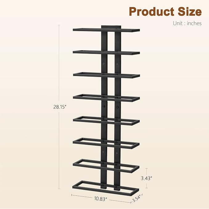 Hoctieon 3-Set 8 Tier Wall Mount Wine Rack (24 Tiers), Wall Racks for Wine Bottles Display and Storage, Hanging Bottle Organizer for Living Room, Dining Room, Wine Cellar, Bar, Black