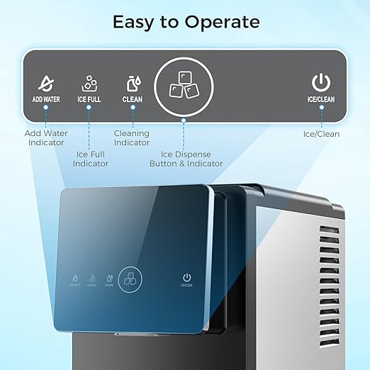 COWSAR Nugget Countertop Ice Maker, 33 lbs/Day Chewable Pellet Ice Machine with Self-Cleaning, Auto Lighting & Measured Dispensing, Portable Pebble Ice Maker for Home, Kitchen, Office, Black