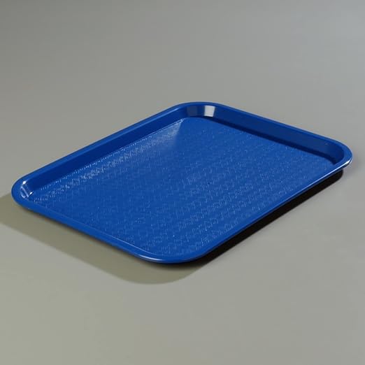 Carlisle FoodService Products Cafe Fast Food Cafeteria Tray with Patterned Surface for Cafeterias, Fast Food, And Dining Room, Plastic, 16.31 X 12.06 X 0.7 Inches, Blue, (Pack of 24)