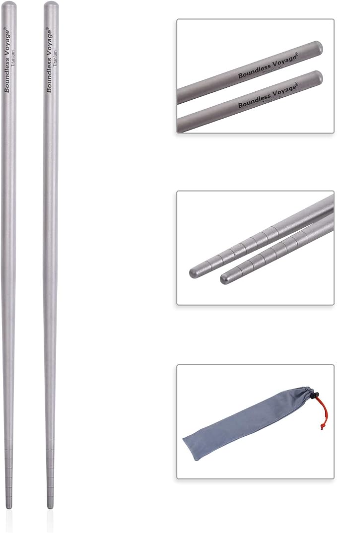 iBasingo Titanium Chopsticks Square Round Skidproof Chopsticks Outdoor Camping Cutlery Picnic Dishes Ultralight Ti1003T