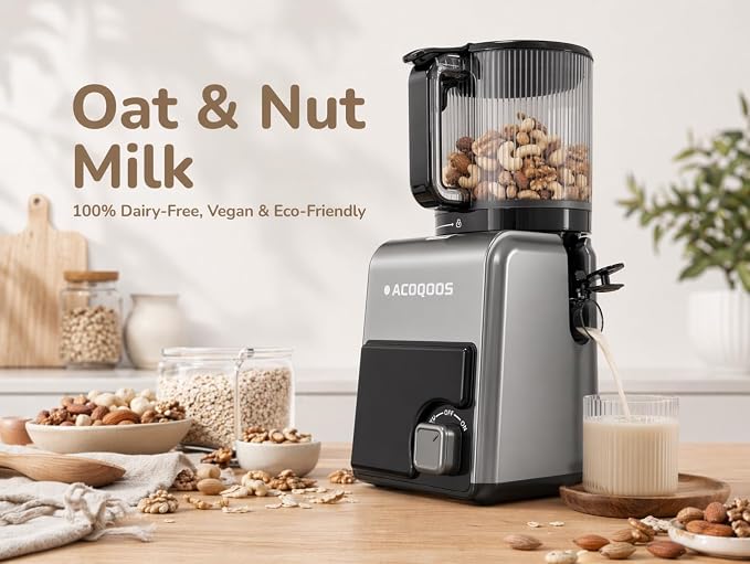 3-in-1 Cold Press Juicer Machines, 6.5" Mega Chute for Whole Fruit, Slow Masticating Juicer with Sorbet & Nut Milk Maker, BPA Free, 100 OZ Hopper, Easy Clean, Oxide Gray