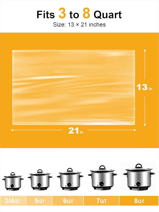 SMARTAKE Slow Cooker Liners, Large Size 13"x 21" Disposable Cooking Bags, Fit 3QT to 8QT for Slow Cooker, Cooking Trays, Suitable for Oval & Round Pots, 15 Liners