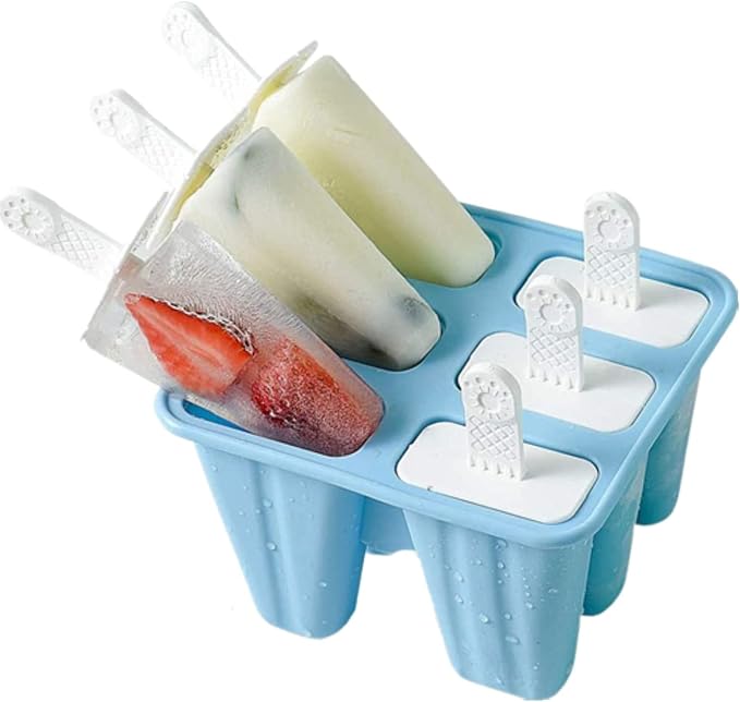 Popsicle Mould，Popsicle Maker Popsicle Molds 6 Pieces Silicone Ice Pop Molds BPA Free Popsicle Mold Reusable Easy Release Ice Pop Make (Blue)