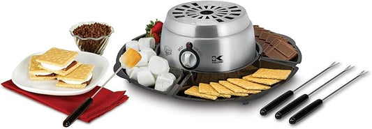 Kalorik 2-in-1 Smores Maker, with Chocolate Treat Fondue Melt Feature, Includes Fork and Tray Set, Stainless Steel