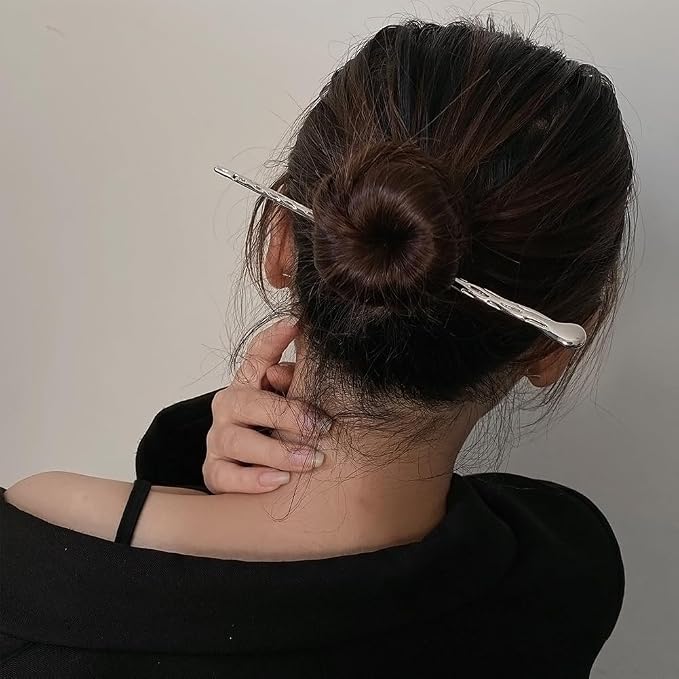 6 Pack Chinese Hair Stick for Women Metal Hair Bun Chopstick Long Hairstick Fashionable Styling Hair Pins Accessories for Women Girl (Gold and Silver)