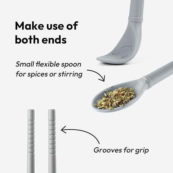 Carrotez Silicone Cooking Chopsticks, Long (12 inch) Reusable Chopsticks for Cooking, Heat Resistant, Non-Scratch, Gentle on Cookware, 1 pair - Cloud Grey