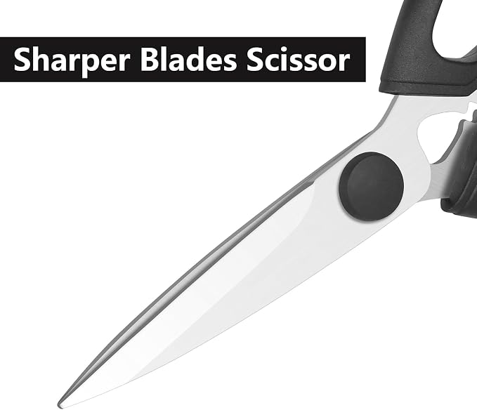 Kitchen Scissors, Heavy Duty Kitchen Shears with Sharp Stainless Steel Blades, Dishwasher Safe Cooking Scissors for Cutting Meat, Fish, Vegetables, Black