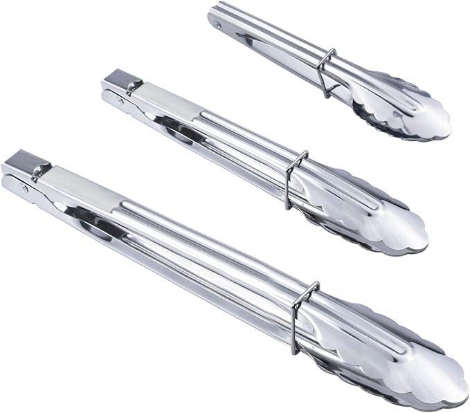 Stainless Steel Kitchen Tongs Set Metal Cooking Tongs (7 9 12 Inch 3 Pieces)