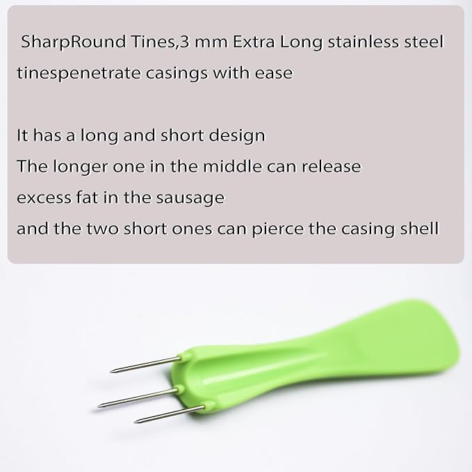 4 pcs Sausage Pricker Tool，3 sharp prongs sausage pricker for Sausage Casings Natural Hog Casing