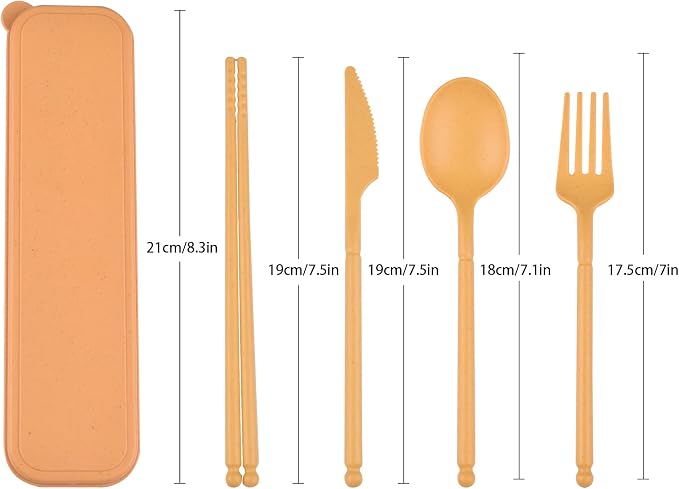 Travel Utensils with Case, Rrusable Utensils Set with Case, Plastic Cutlery Set Forks Spoon Tableware, Portable Camping Cutlery Set for Travel Picnic or Daily Use