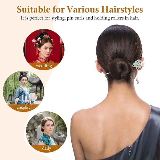 Japanese Chinese Hair Stick Metal Hair Clips for Wedding Hair Styling Flower Hair Chopsticks Vintage Hanfu Pins Hair Chopsticks Bun Updo Holders for Women Girls