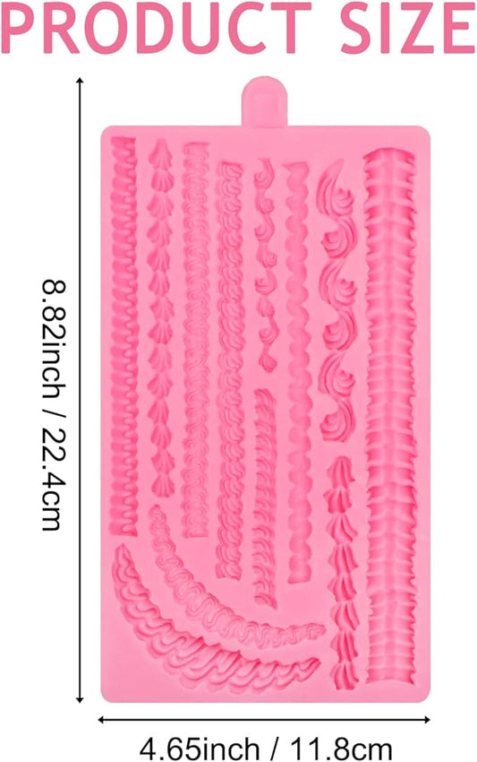 Lambeth Cake Border Fondant Molds, Whipped Cream Shaped Silicone Molds, Cake Decoration Chocolate Baking Molds for Cupcake Topper Mousse Cookie Candy Gum Paste Clay Resin DIY Crafts
