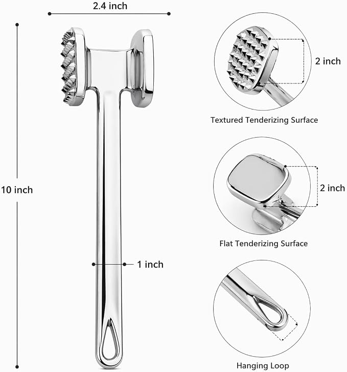 Meat Tenderizer Tool – Dual-Sided Meat Tenderizer Hammer Mallet & Heavy Duty Pounder For Tenderizing Steak, Beef and Fish