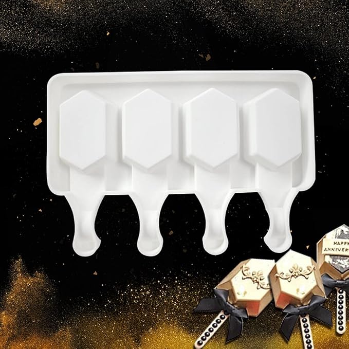 Popsicles Molds, Cake Pop Mold 4 Cavities Ice Pop Cakesicle Molds Silicone Ice Cream Mold, Silicone Popsicle Molds, Ice Pop Mold, Silicone Popsicles Molds for Kids, Reusable Popsicle Maker