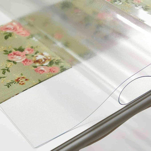 NECAUX Custom 36 x 56 Inch Frosted Table Cover Protector, 1.5mm Thick Plastic Waterproof Heavy Duty Desk Pad Mat Non-Slip Tablecloth Protector for 5ft Coffee Table Sofa Table Media Stand Countertop