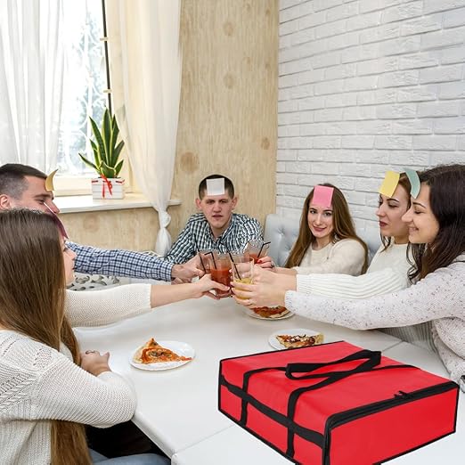 Insulated Pizza Delivery Bag for Carry Hot, 20" x 20" x 6", Red, 1Pk | Carrier Warmer for Hot/Cold Food, Insulated Food Delivery Bag, Insulated Grocery Cooler Bags for Catering/Drivers, Commercial