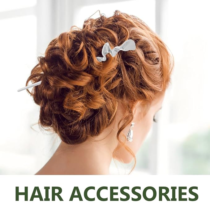 Lurrose Silver Hair Chopsticks: 2pcs Metal Hair Sticks Chinese Hanfu Hairpins for Women Girls