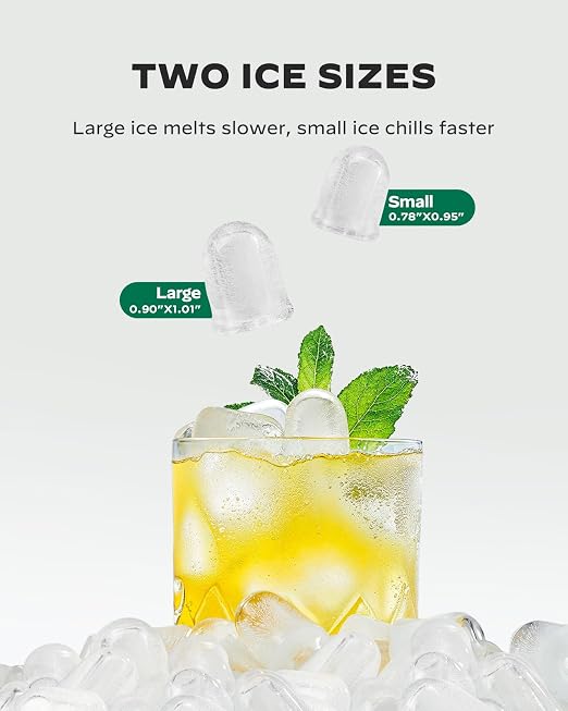 Silonn Countertop Ice Maker Machine, 26 lbs per Day, Fast Ice in 6 Minutes, Self-Cleaning Ice Maker, Compact Countertop Ice Machine for Home, Kitchen/Office/Parties,‎Stainless Steel