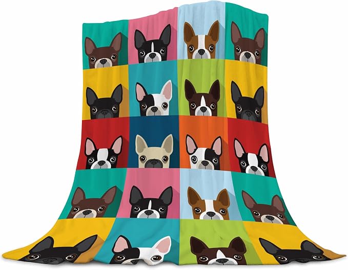 Jumbo Boston Terrier Blanket 60x80 Inches - Extra Large Fleece Throw for Family - Luxury Dog Blanket for King Bed - Boston Terrier Decor for Pet Lovers - Oversized Plush Blankets