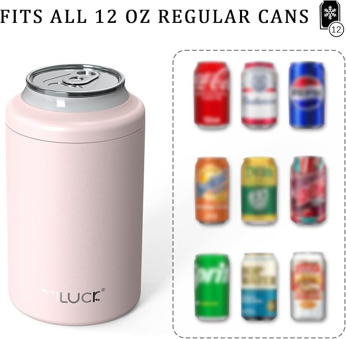 TILUCK Standard Can Cooler, Stainless Steel Insulated Cans, 12 oz | Beer & Hard Seltzer, Doucle-Walled Stainless Steel Insulated Slim Cans, Slim 12 oz