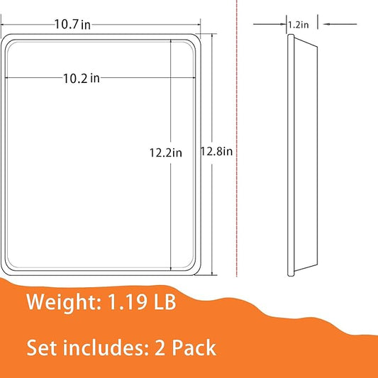 Baking Sheet Pans,2 Pack Nonstick Baking Pans Cookie Sheet Brownie Pan,Bread & Cake Pan, Toaster Oven Tray Bakeware, Small Nonstick Baking Tray, Heavy-Duty Bread Loaf Pan (12.8 x 10.7 x 1.2 Inches)