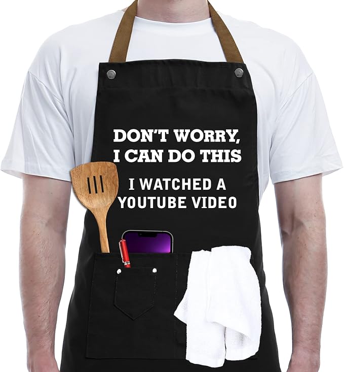 Funny Gifts for Men, Women, Dad, Anniversary, Fathers Day Gift from Daughter Son, Christmas Gift for Husband, Boyfriend, Brother, Uncle, Unique Birthday Grilling Gifts – BBQ Cooking Chef Apron