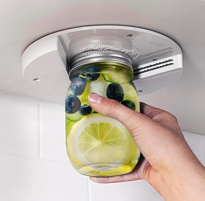 EZ Off Jar Opener for Seniors - Under Cabinet Jar Openers for Weak Hands, Easy Grip, Arthritis jar opener, One Handed Gadgets & Bottle Opener - Essential Kitchen Gadgets - 2 Bundle Pack