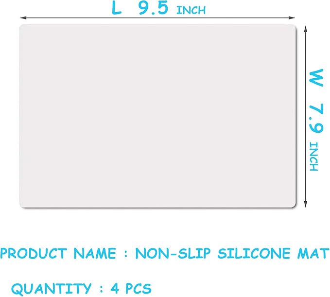 8"W x 9.5"L Small Clear Silicone Craft Mats: Heat Resistant Non-Slip 4 Pcs | 0.8mm Thick Nonstick Translucent Silicone Sheets - Kids Silicone Mat for Jewelry Epoxy Resin Glitter Slime Nail DIY