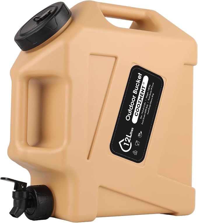 COOZMENT 3.2 Gallon/5 Gallon Water Containers with Spigot, BPA Free Water Jug, Military Green Water Tank, Multifunction Water Storage Containers for Camping Outdoor Hiking,Emergency Storage