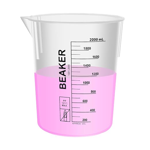 Plastic Beakers, Vol.2000ml(67.64oz) Stackable Measuring Cup with Black Scale line, Plastic Pitcher PP material Ideal for Science Activities and Household Use, LVB017