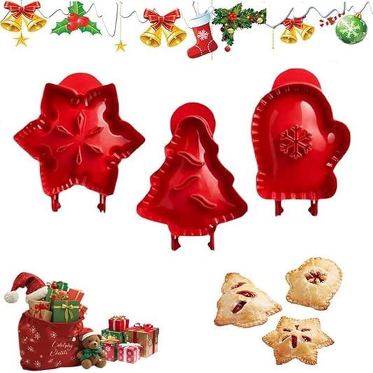 Christmas 3Pcs Mini pie molds, Hand Pie Molds, Cute Baking Supplies, Festive Pie Press & Pastry Molds for Holiday Parties & Baking (3)