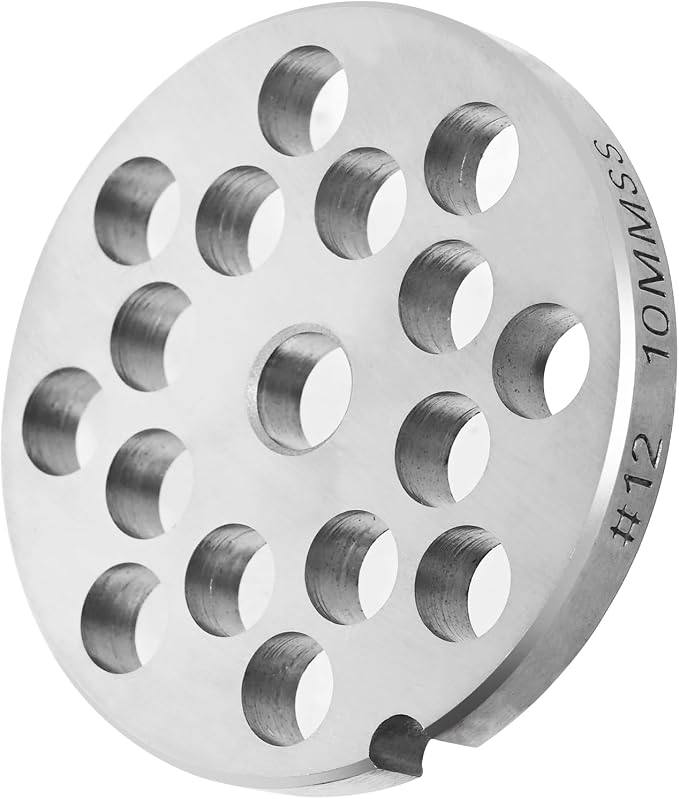 #12 Meat Grinder Plate, 10mm Coarse Stainless Steel | #12 plate for bratwurst, 10mm coarse stainless, Fast & consistent grind, Great for salami & more, Durable and easy clean.