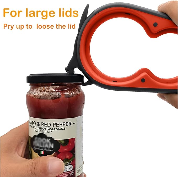 6 in 1 Jar Opener for Weak Hands, Bottle Opener for Seniors with Arthritis | Multi-use Lid Opener Set, Includes Non-slip Rubber Gripper Pad & Wine Opener, Comfortable Grip, Simple Twist-off Operation