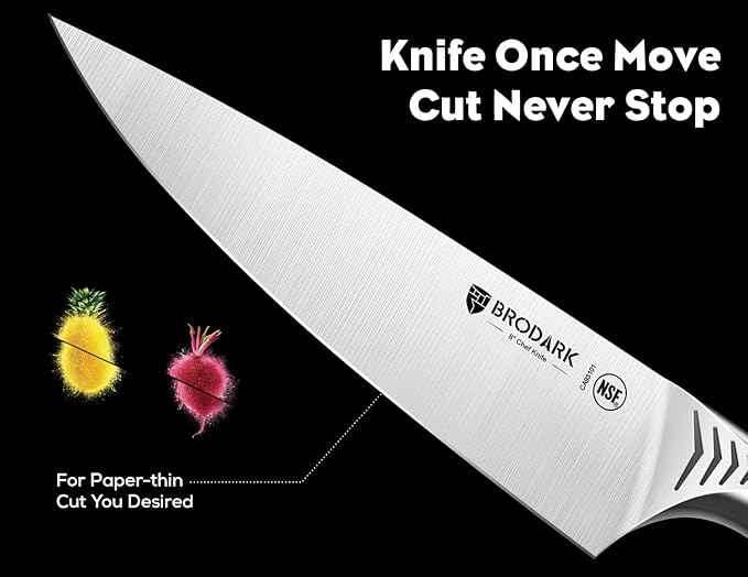 BRODARK Kitchen Knife Set with Block - 15-Piece Knife Block Set with Built-in Sharpener - High Carbon Stainless Steel Kitchen Knives Set for Kitchen - Christmas Gift, Shark Series