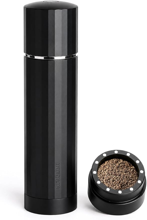 All-Metal Pepper Grinder, Manual Pepper Mill, Stainless Steel Burr | Commercial-Grade, No Plastic, Refillable, 60+ Precision Settings, High-Output Grinding, Magnetic No-Mess Powder Chamber