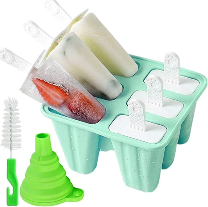 Popsicle Mold,Popsicle Molds 6 Pieces Silicone Ice Pop Molds BPA Free Popsicle Mold Reusable Easy Release Ice Pop Make (Green)